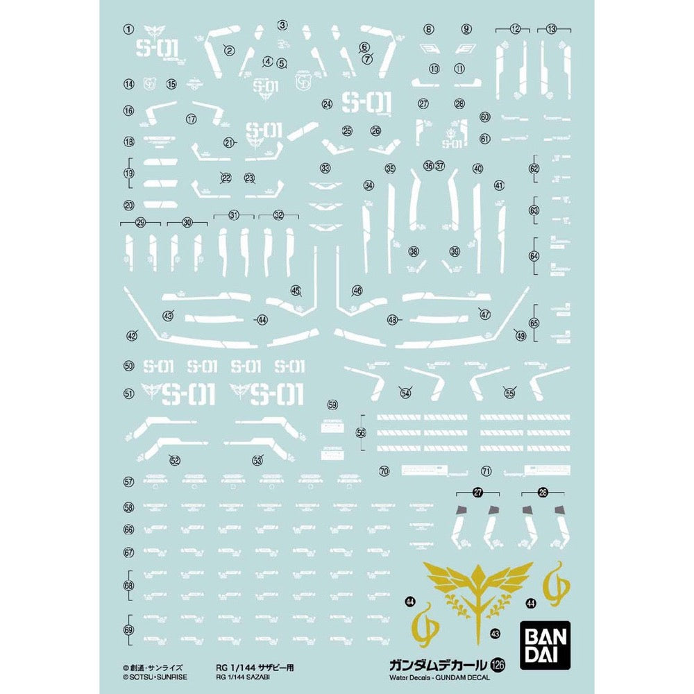 Bandai G50619901 Gundam Decal 126 Real Grade 1/144 Sazabi |  Hobbies Online