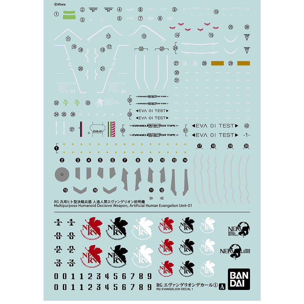 Bandai 50629321 RG Evangelion Decal 1 |  Hobbies Online