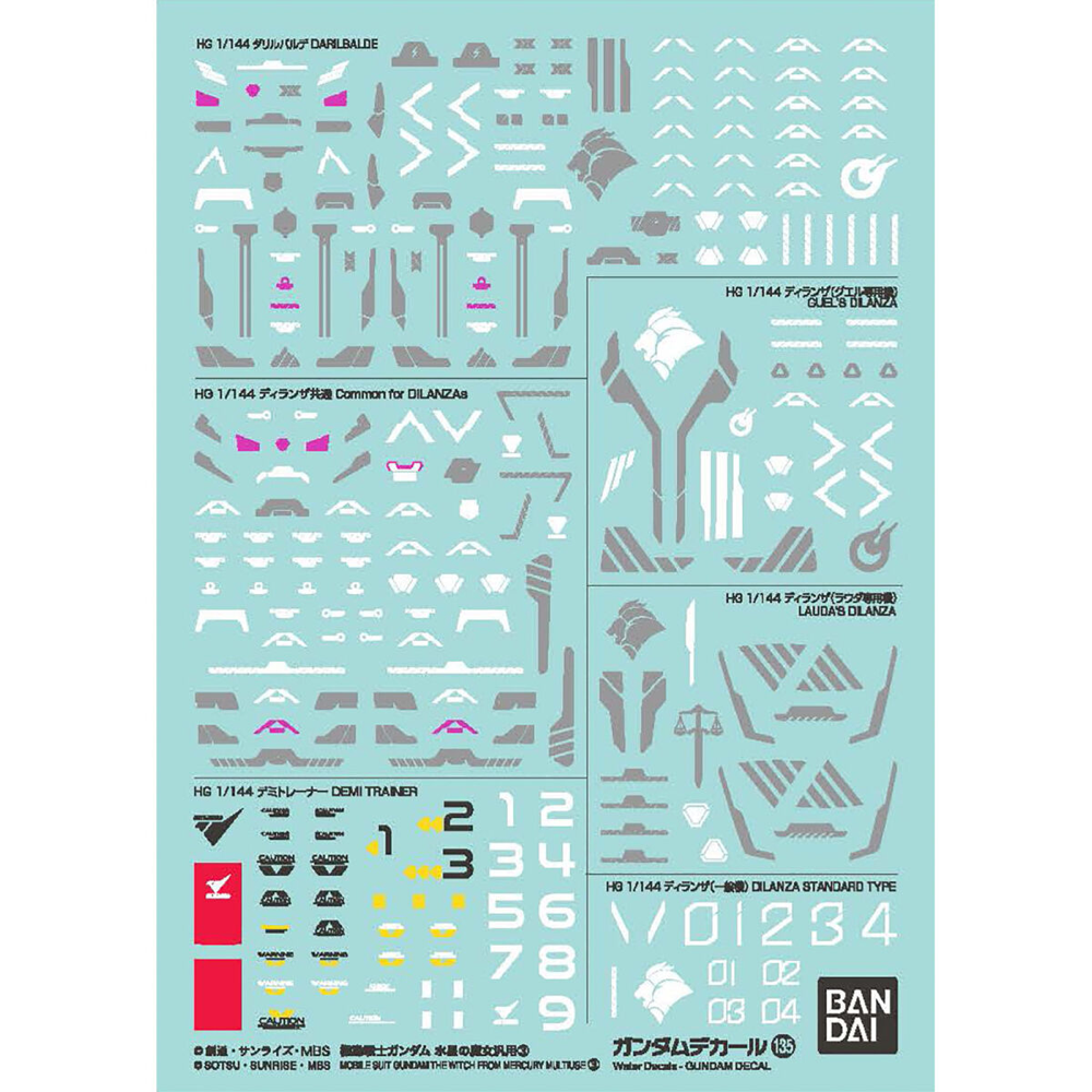 Bandai 5065083 135 The Witch from Mercury Multiuse 3 Gundam Decal