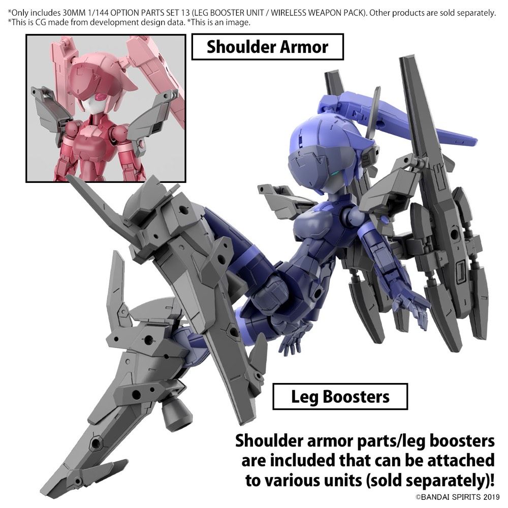 Bandai 5065694 1/144 Option Parts Set 13 (Leg Booster Unit / Wireless Weapon Pack) 30MM