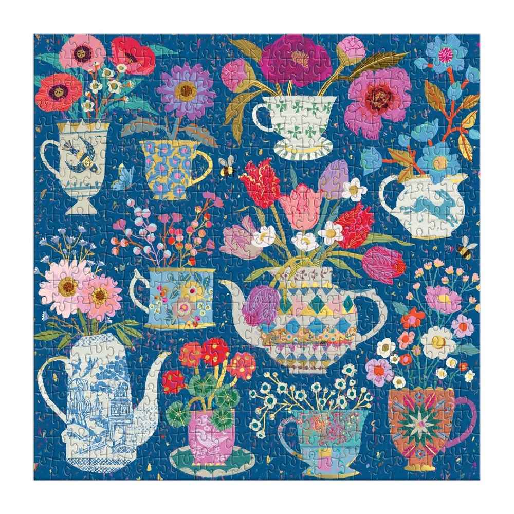 Galison Victoria Ball Potted Teacups Foil 500pc Jigsaw Puzzle 9780735388154