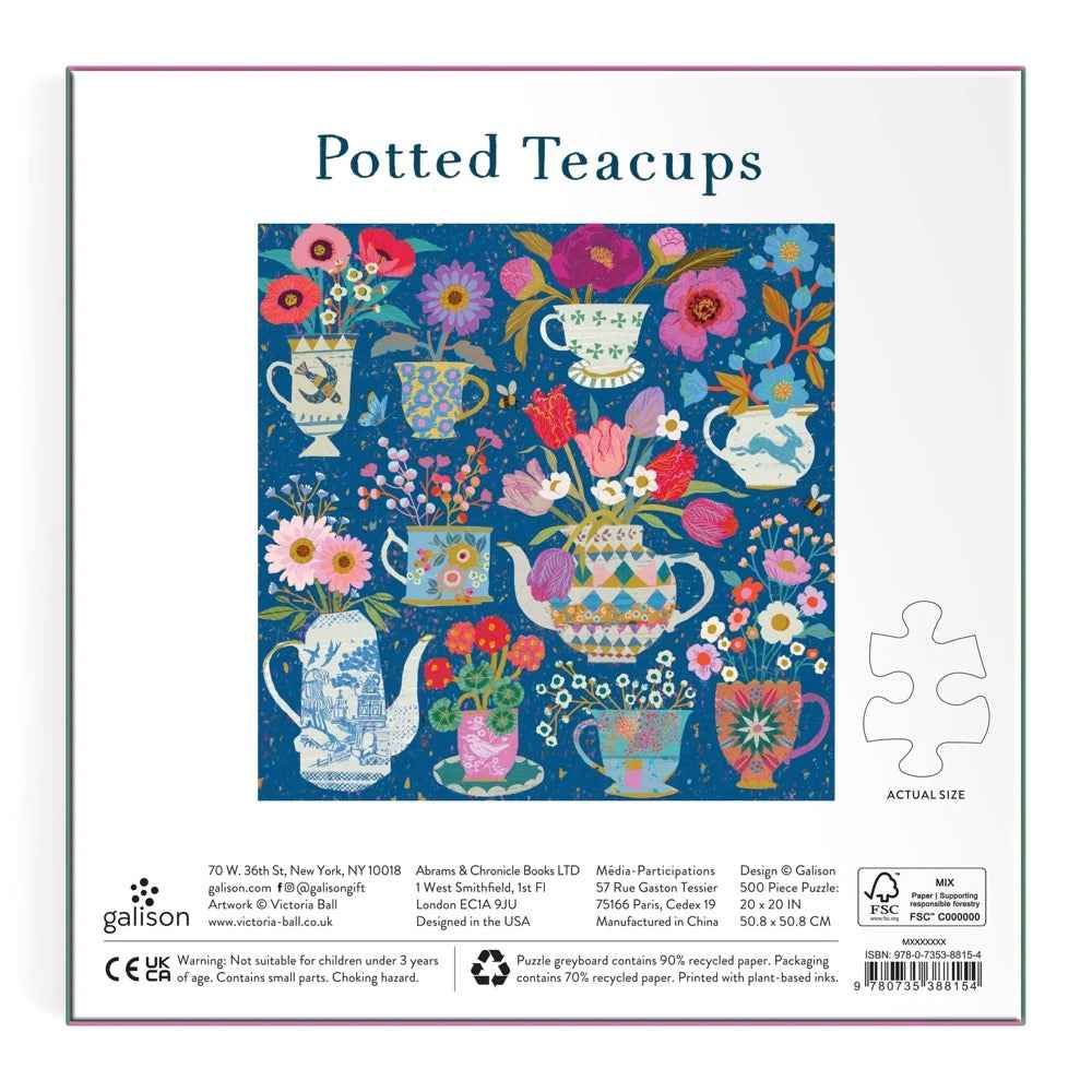 Galison Victoria Ball Potted Teacups Foil 500pc Jigsaw Puzzle 9780735388154