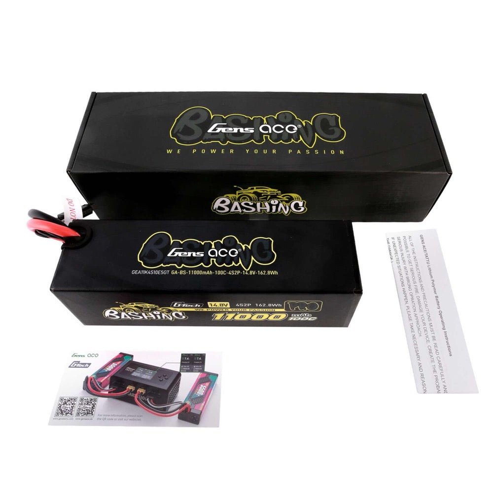 Gens Ace G-Tech 4S Bashing 11000mAh 100C 14.8V Hardcase/Hardwired Lipo Battery (EC5)