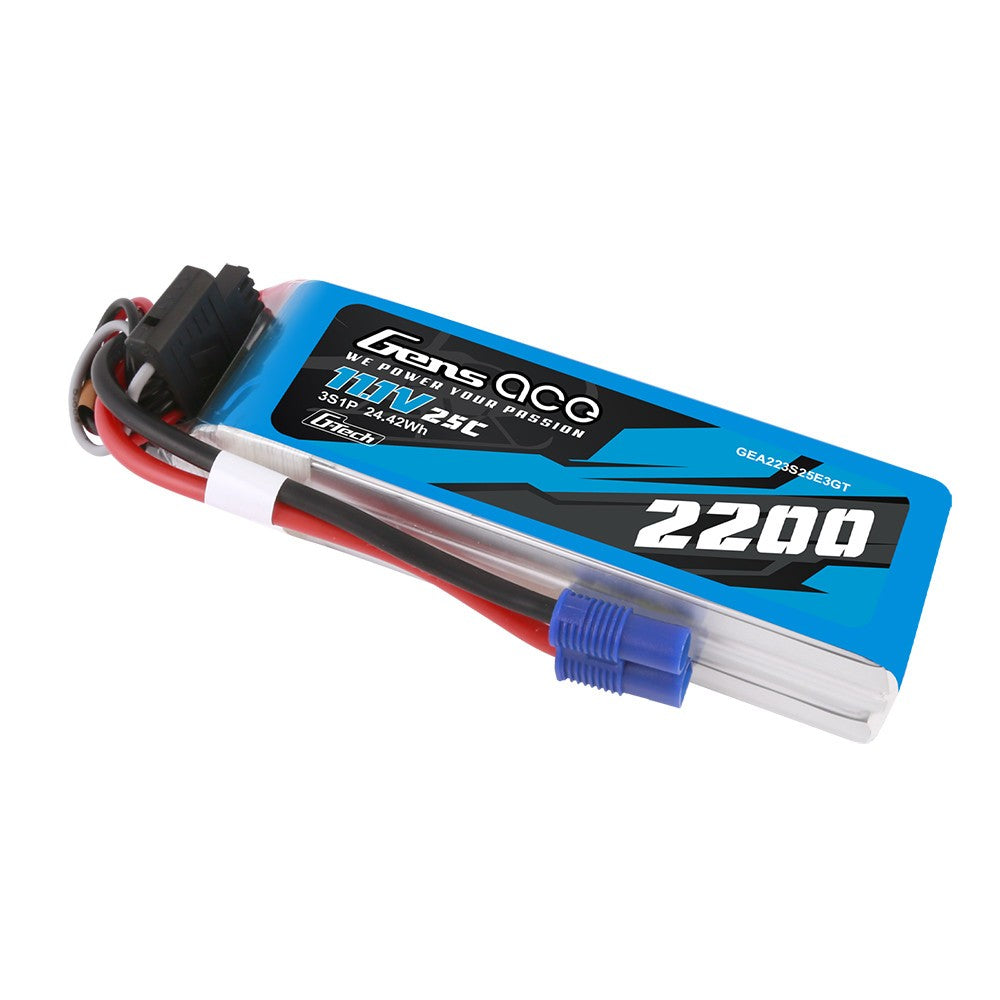 Gens Ace G-Tech 3S 2200mAh 25C 11.1V Soft Pack LiPo Battery EC3