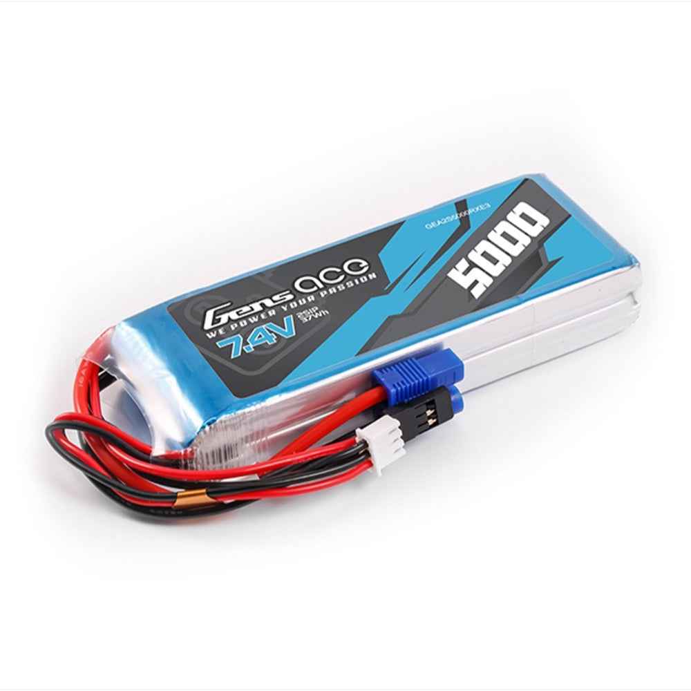 Gens Ace 2S 5000mAh 7.4V RX Soft Pack Lipo Battery (JR-3P EC3)