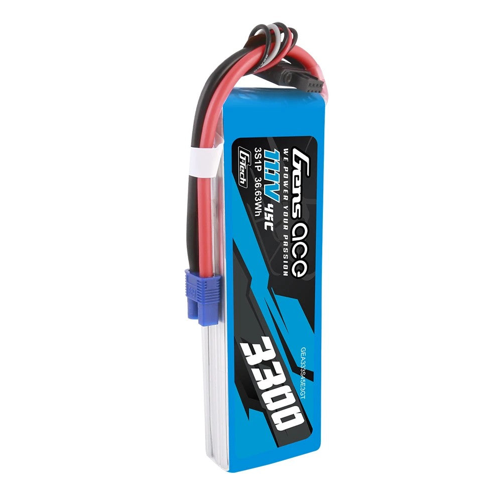 Gens Ace G-Tech 3S 3300mAh 45C 11.1V Soft Pack LiPo Battery EC3
