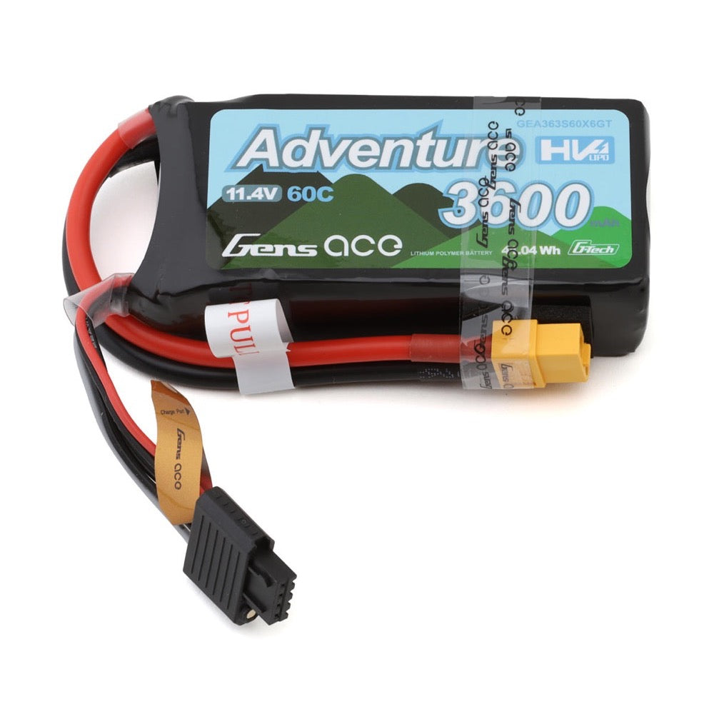 Gens Ace G-Tech 3S Adventure 3600mAh 60C 11.4V Soft Pack LiPo Battery XT60