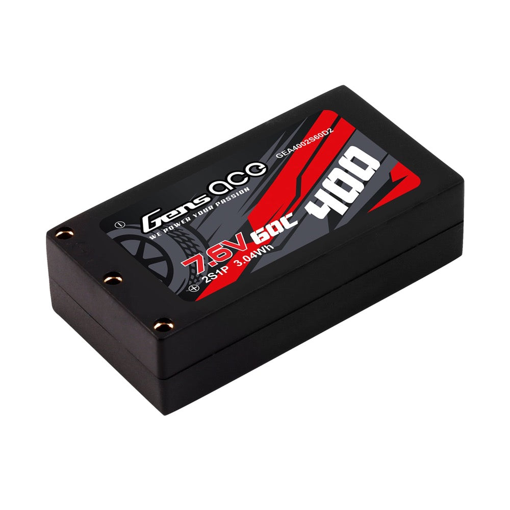 Gens Ace 400mAh 60C 7.6V Hardcase Hardwired LiPo Battery XT60 to 2.0mm Bullet