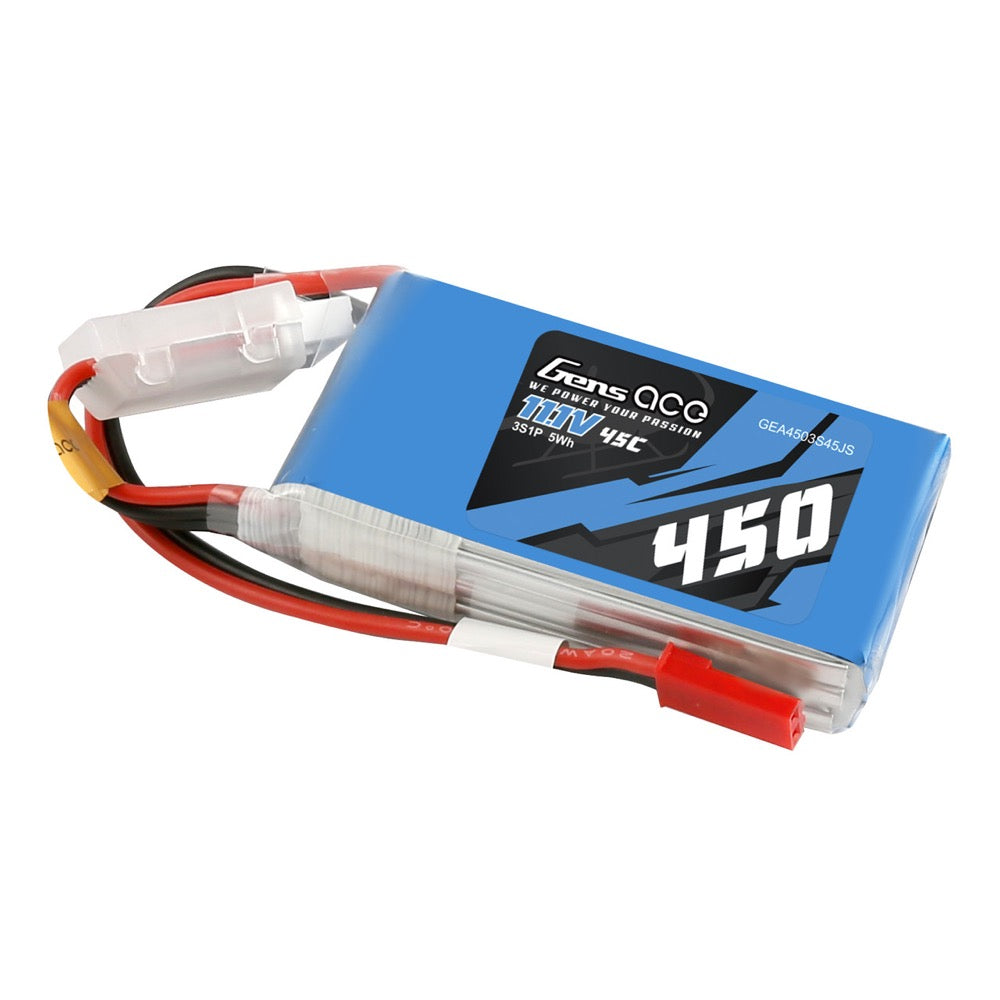 Gens Ace 11.1V 3S 450mAh 45C Soft Case LiPo Battery (JST)