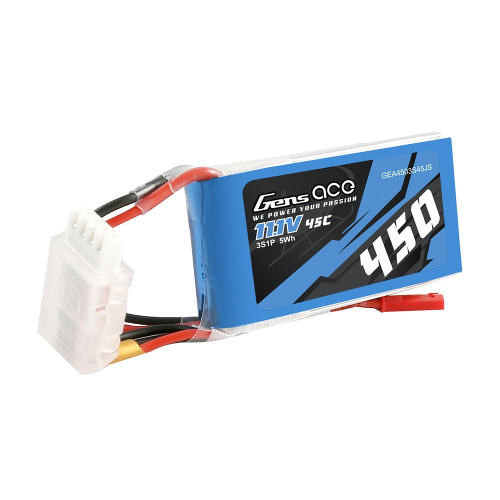 Gens Ace 11.1V 3S 450mAh 45C Soft Case LiPo Battery (JST)