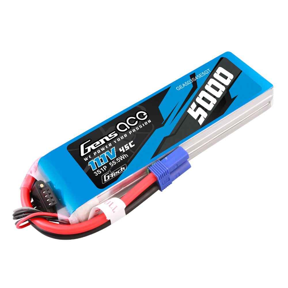 Gens Ace G-Tech 3S 5000mAh 45C 11.1V Soft Pack Lipo Battery (EC5)