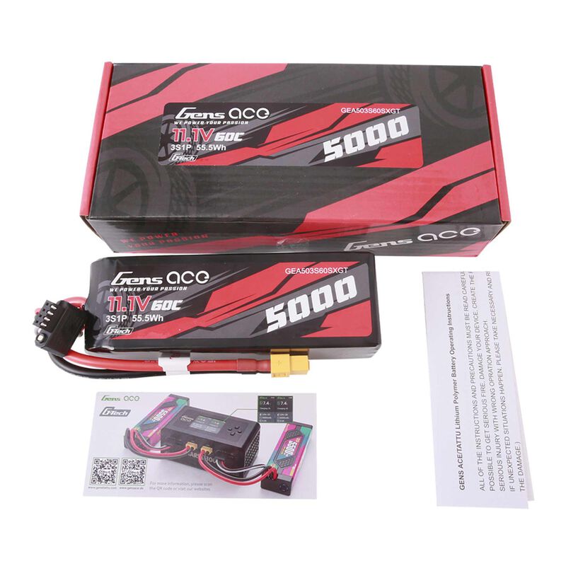 Gens Ace G-Tech 11.1V 3S 5000mAh 60C Soft Pack Lipo Battery (XT60)