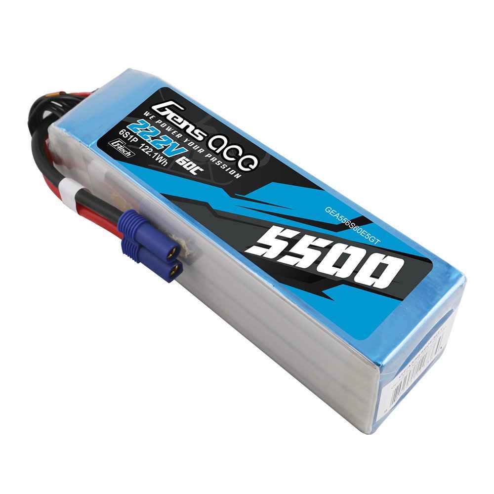 Gens Ace G-Tech 6S 5500mAh 60C 22.2V Soft Pack LiPo Battery EC5