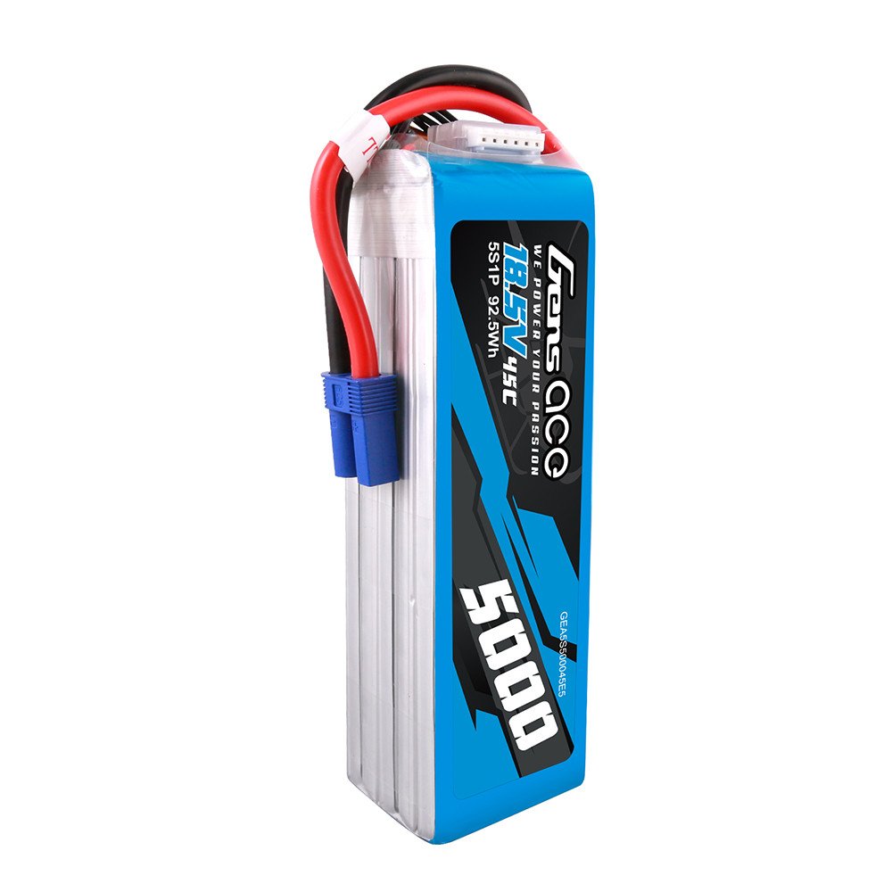 Gens Ace 5S 5000mAh 45C 18.5V Soft Pack LiPo Battery EC5