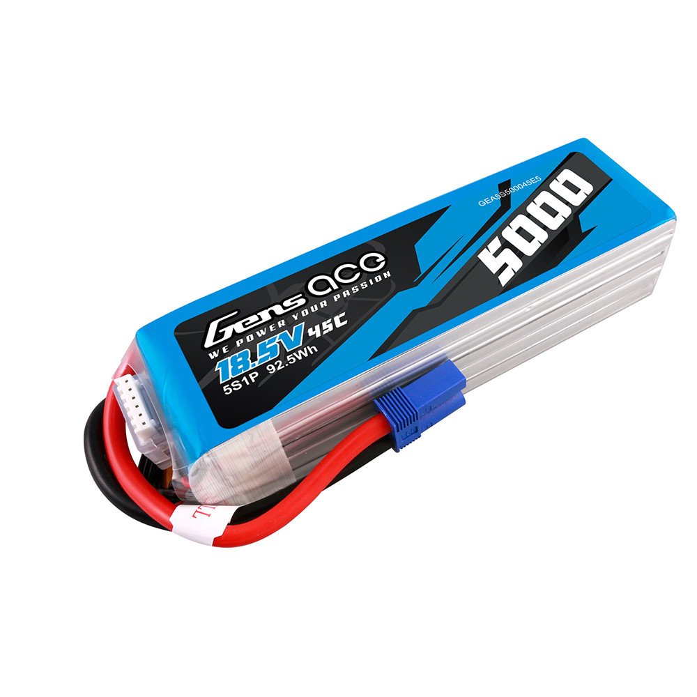 Gens Ace 5S 5000mAh 45C 18.5V Soft Pack LiPo Battery EC5