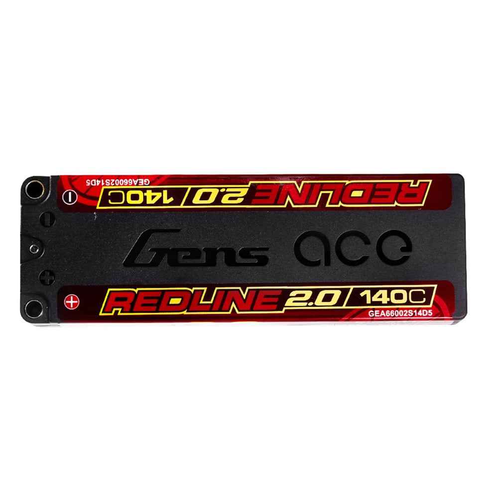 Gens Ace 2S Redline 2.0 6600mAh 140C 7.6V Hardcase Lipo Battery (5.0mm Bullet)