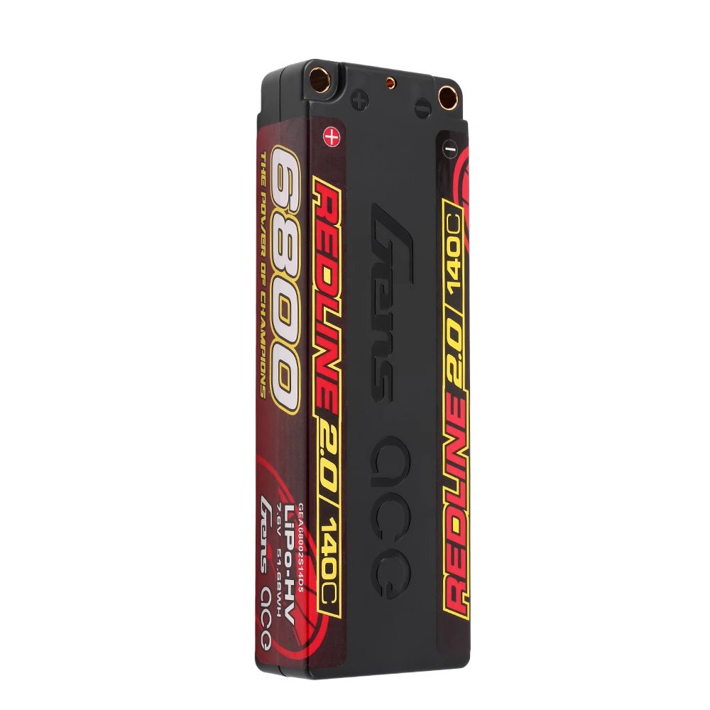 Gens Ace 2S Redline 2.0 6800mAh 140C 7.6V Hardcase LiPo Battery 5.0mm Bullet