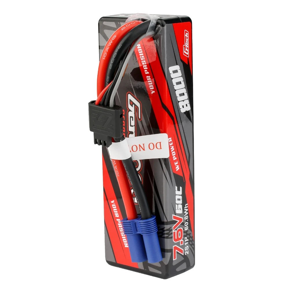 Gens Ace 2S 8000mAh 60C 7.6V Hardcase Hardwired LiPo Battery EC5