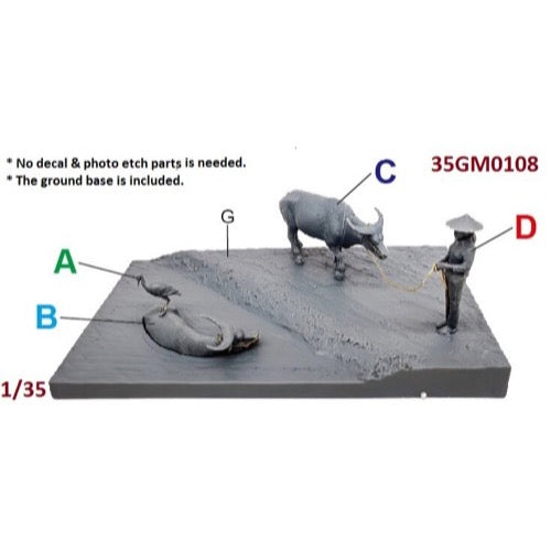 Gecko Models 35GM0108 1/35 60s-70s Southern Vietnam Buffalo Set 4892667351085