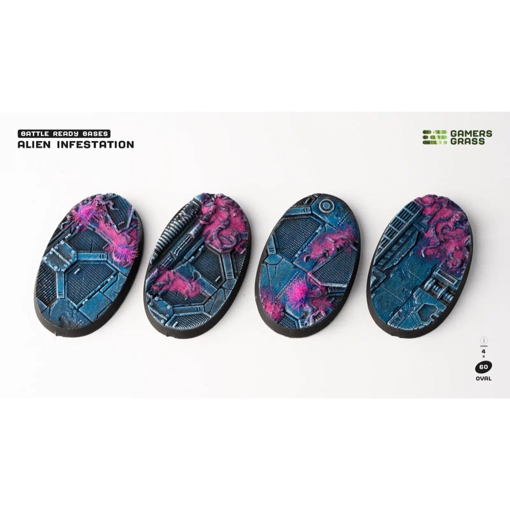 Gamers Grass GGB-AIO60 Alien Infestation Bases Oval 60mm 4pc
