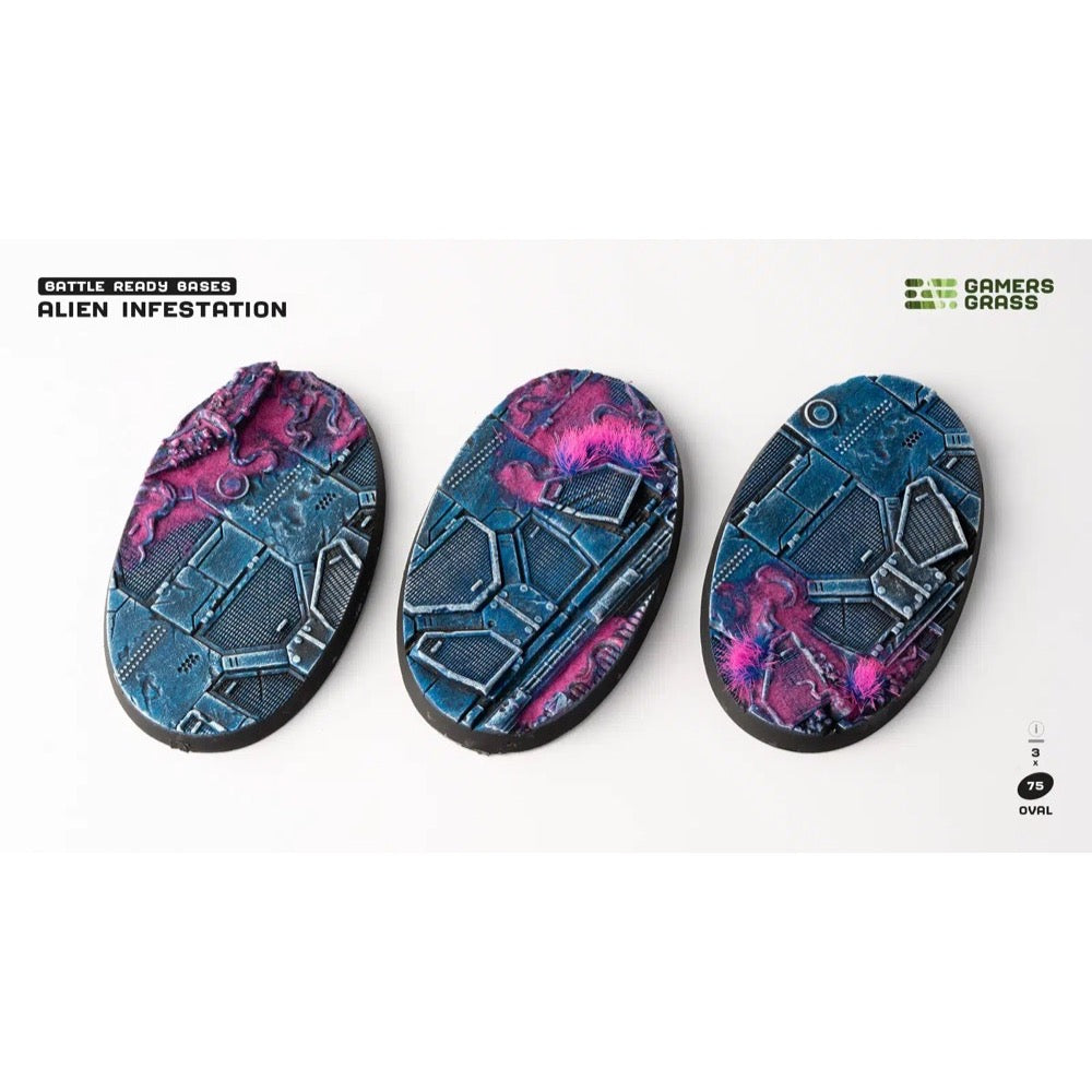 Gamers Grass GGB-AIO75 Alien Infestation Bases Oval 75mm 3pc