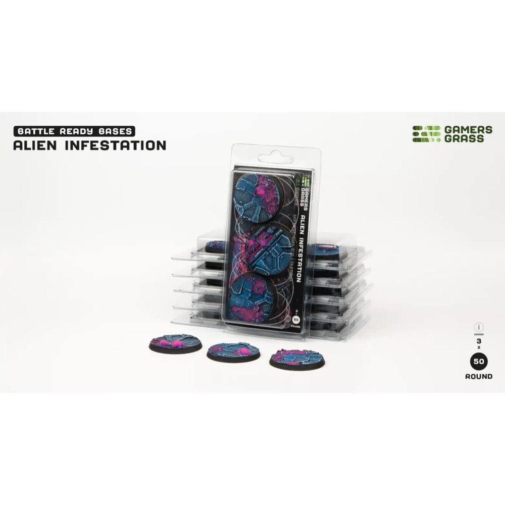 Gamers Grass GGB-AIR50 Alien Infestation Bases Round 50mm 3pc