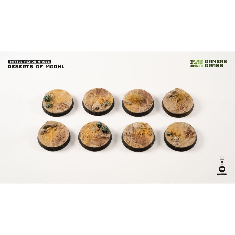 Gamers Grass GGB-DR28 Deserts of Maahl Bases Round 28mm 8pc