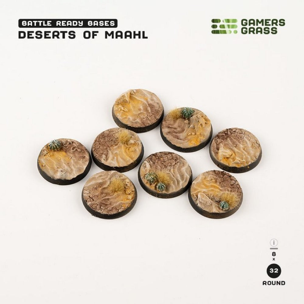 Gamers Grass GGB-DR32 Battle Ready Deserts of Maahl Round Bases 32mm 8pc
