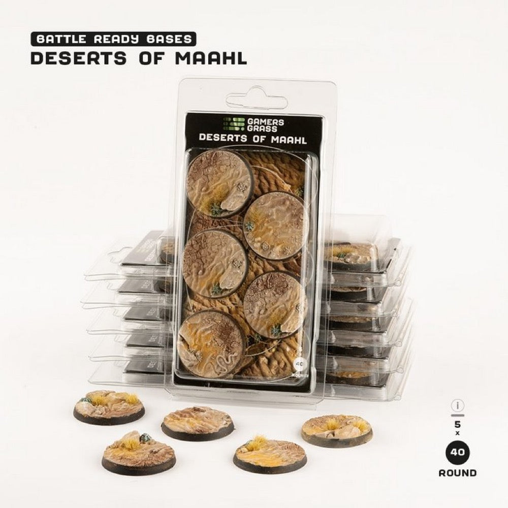 Gamers Grass GGB-DR40 Battle Ready Deserts of Maahl Round Bases 40mm 5pc