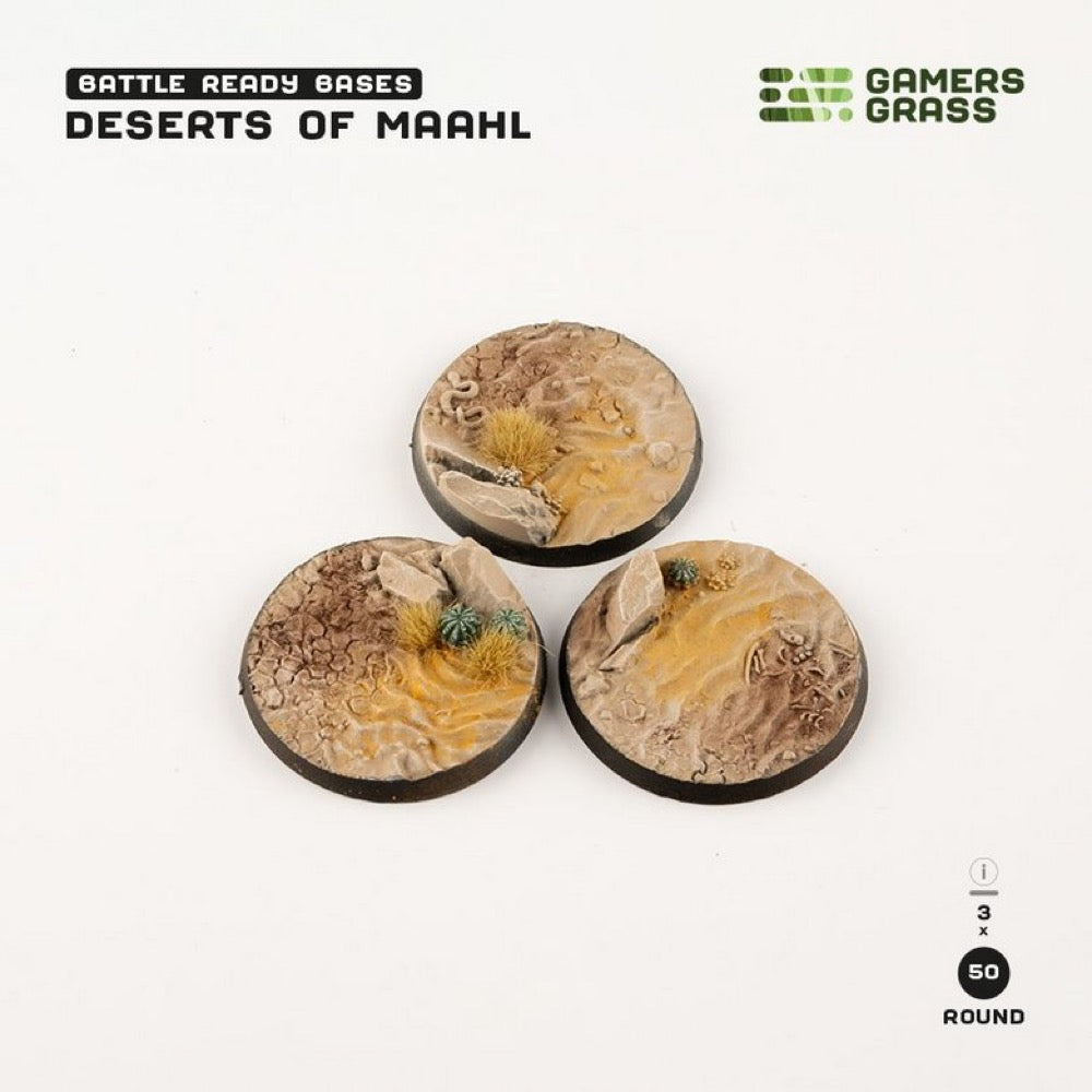 Gamers Grass GGB-DR50 Battle Ready Deserts of Maahl Round Bases 50mm 3pc