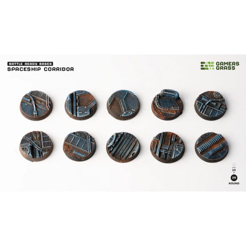 Gamers Grass GGB-SPR25 Spaceship Corridor Bases Round 25mm 10pc