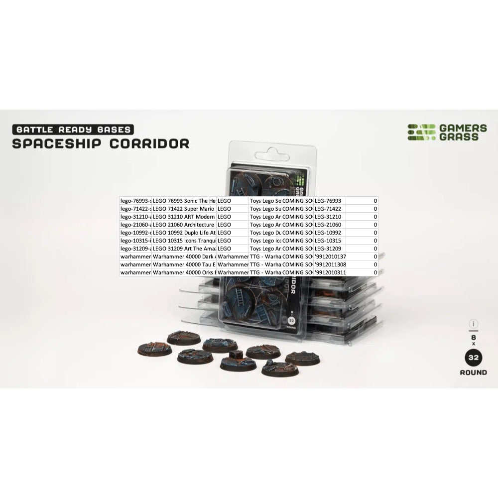 Gamers Grass GGB-SPR32 Spaceship Corridor Bases Round 32mm 8pc