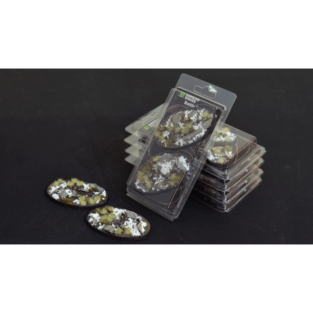 Gamers Grass GGB-WO90 Battle Ready Winter Bases Oval 90mm 2pc