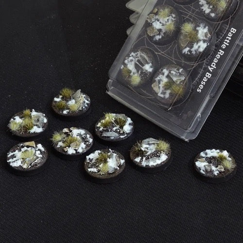 Gamers Grass GGB-WR32 Battle Ready Winter Bases Round 32mm 8pc