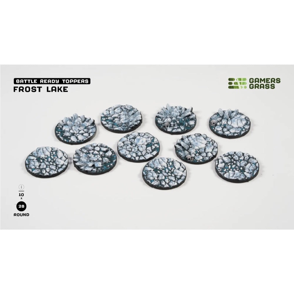 Gamers Grass Battle Ready Toppers Frost Lake Round 28mm 10pc