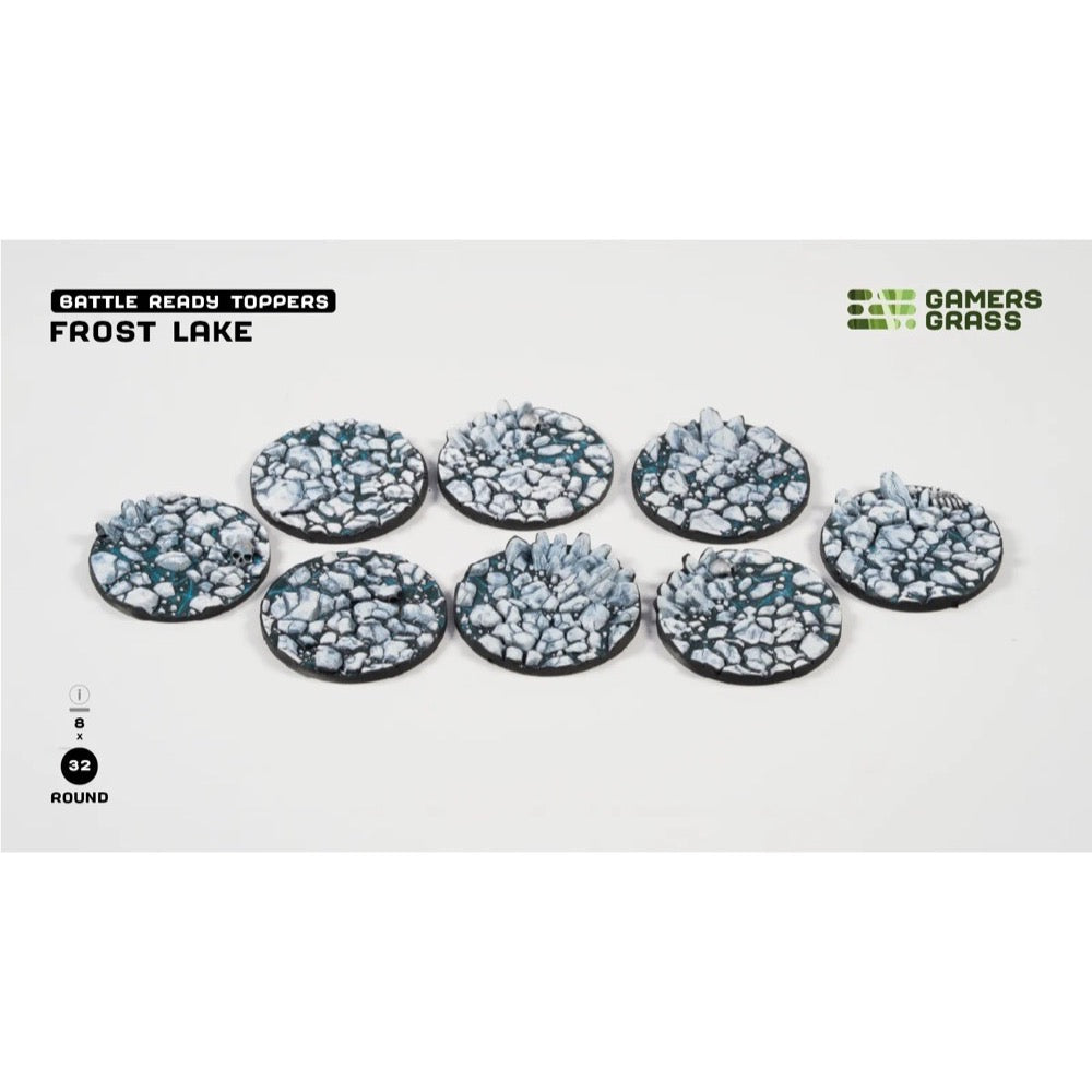 Gamers Grass Battle Ready Toppers Frost Lake Round 32mm 8pc