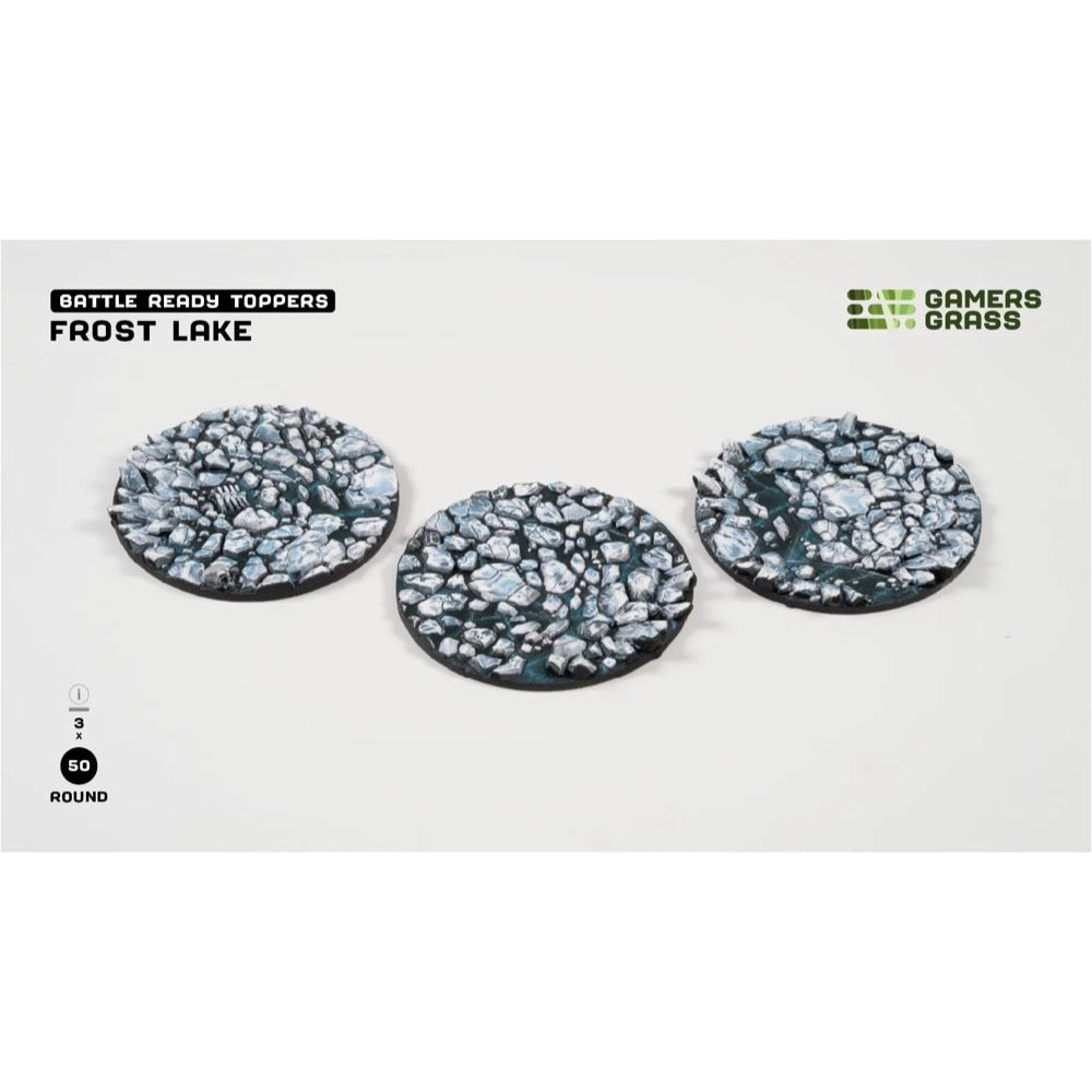 Gamers Grass Battle Ready Toppers Frost Lake Round 50mm 3pc