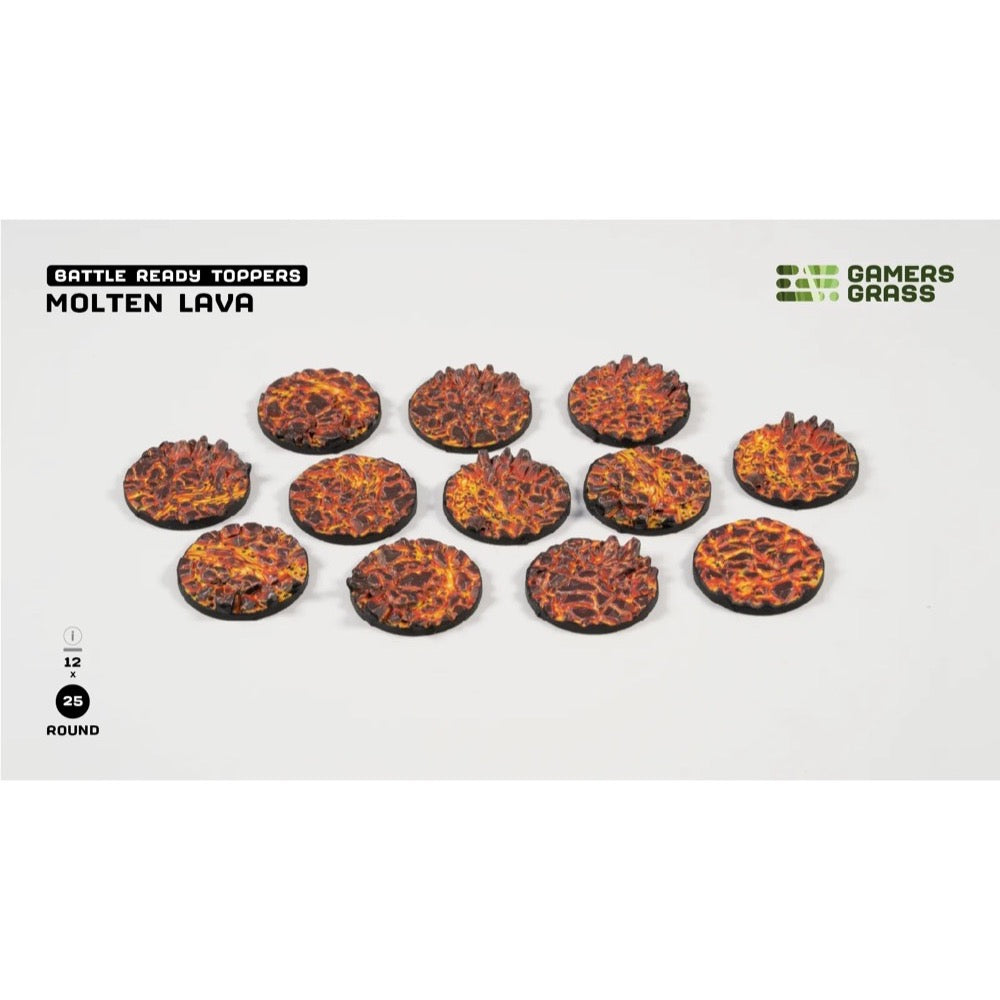 Gamers Grass Battle Ready Toppers Molten Lava Round 25mm 12pc