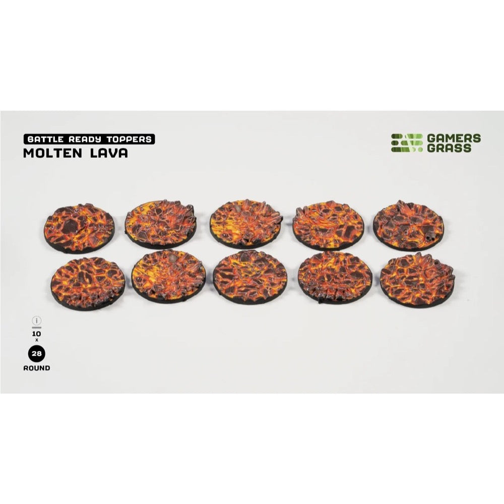 Gamers Grass Battle Ready Toppers Molten Lava Round 28mm 10pc