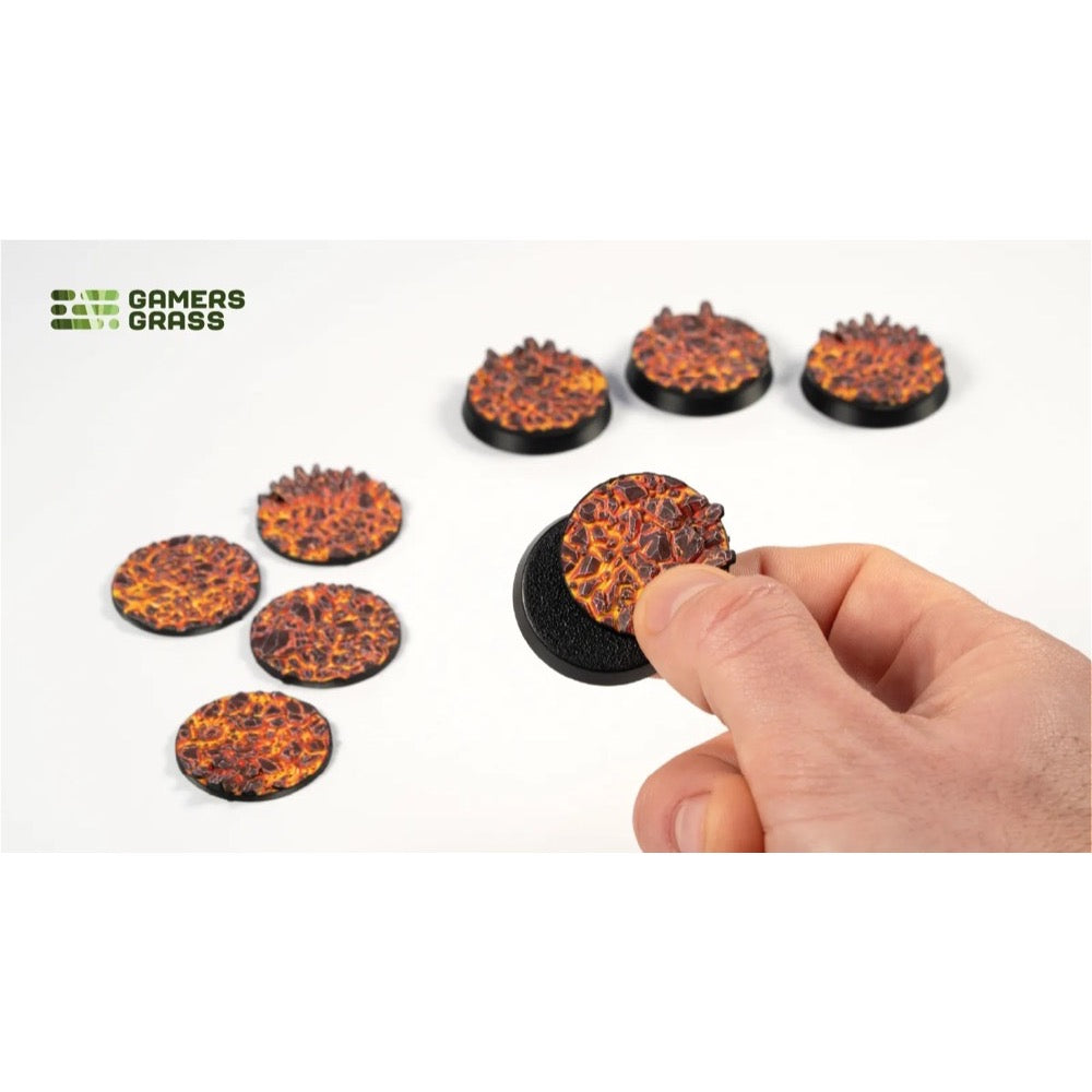 Gamers Grass Battle Ready Toppers Molten Lava Round 32mm 8pc