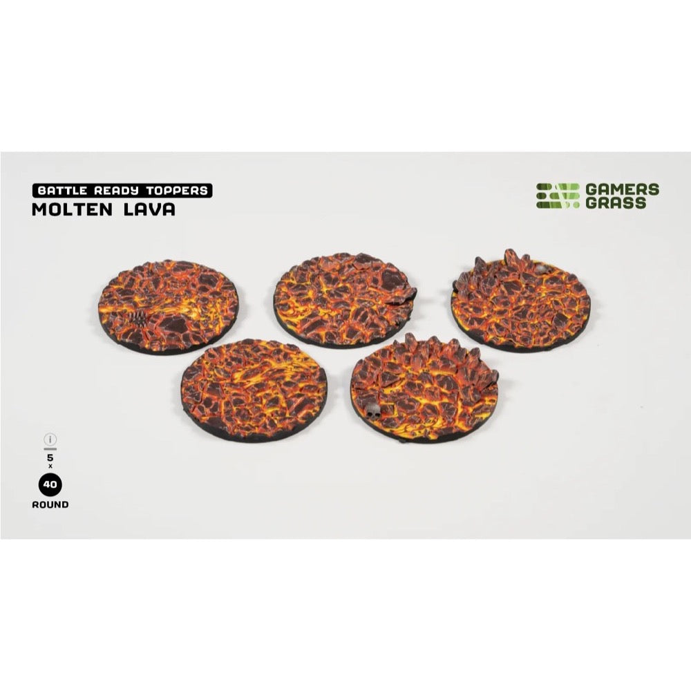 Gamers Grass Battle Ready Toppers Molten Lava Round 40mm 5pc