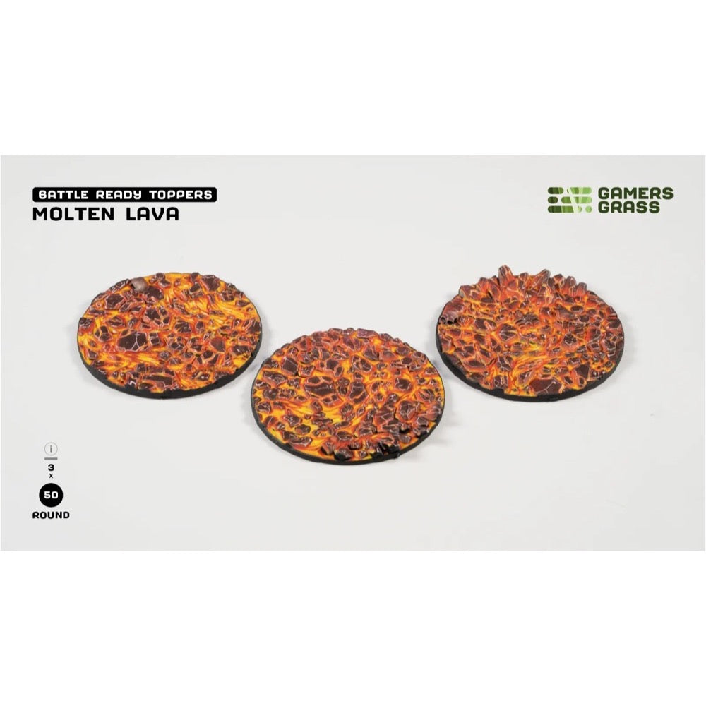 Gamers Grass Battle Ready Toppers Molten Lava Round 50mm 3pc
