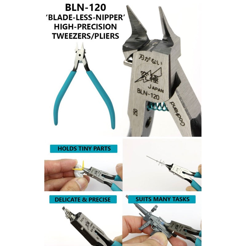 GodHand BLN-120 Haganai Carbon Steel Bladeless Nipper Tweezers for Plastic Models and Craft Works