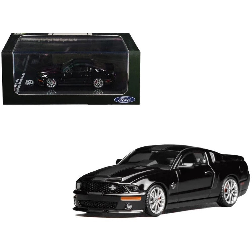 GreenLight x MotorHelix 1/64 Ford Mustang Shelby GT500 Super Snake 2007 Ebony Black