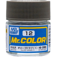 Mr Hobby (Gunze) C012 Mr Color Semi Gloss Olive Drab 1 Lacquer Paint 10ml
