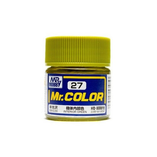 Mr Hobby (Gunze) C027 Mr Color Semi Gloss Interior Green Lacquer Paint 10ml