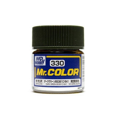 Mr Hobby (Gunze) C330 Mr Color Semi Gloss Dark Green BS381 C641 Lacquer Paint 10ml