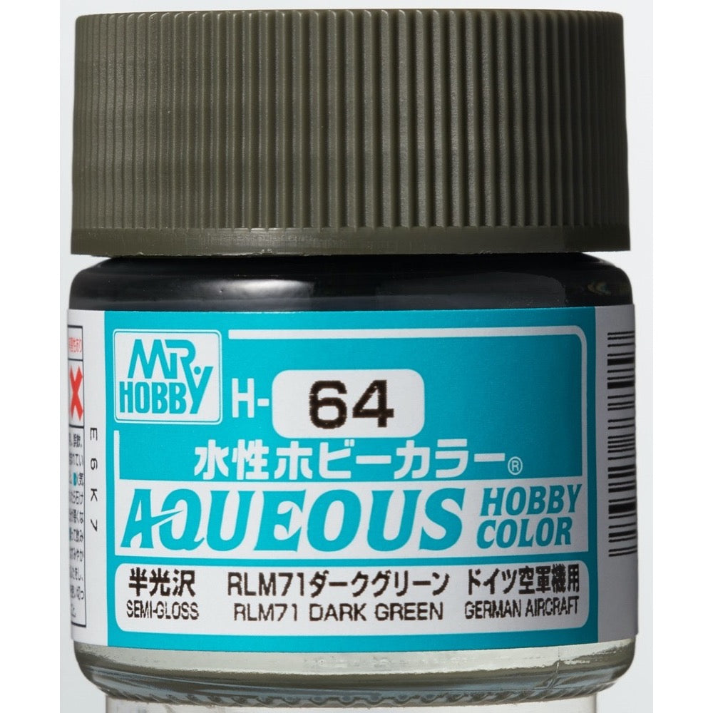 Mr Hobby (Gunze) H064 Aqueous Semi-Gloss RLM Dark Green Acrylic Paint 10ml