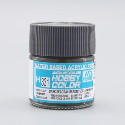 Mr Hobby (Gunze) H331 Aqueous Semi-Gloss Dark Sea Grey BS381C/ 638 Acrylic Paint 10ml