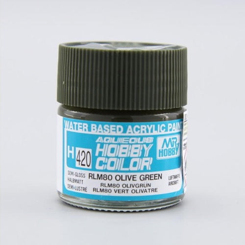 Mr Hobby (Gunze) H420 Aqueous Semi-Gloss Olive Green Acrylic Paint 10ml